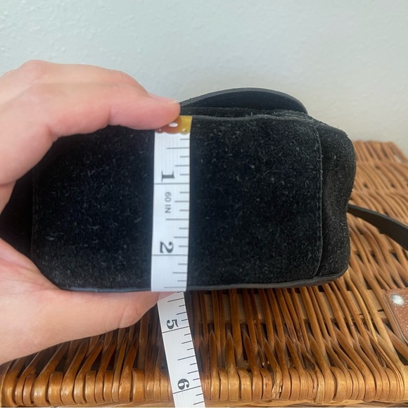 Lucky Brand Mini Saddle Bag Crossbody Black Suede Tassel Adjustable Leather Boho - Picture 12 of 14